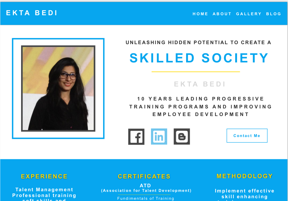Screenshot of Ekta Bedi Website